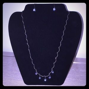 1928 Necklace & Earring Set: Light Blue Crystals!